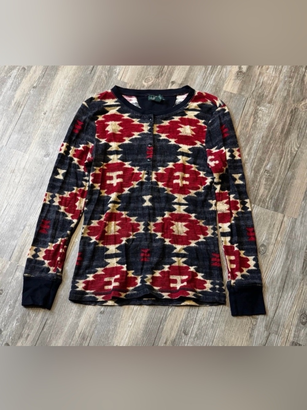 Lauren Ralph Lauren thermal waffle-knit henley shirt size medium